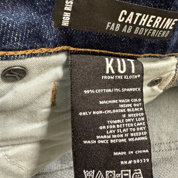 Kut From The Kloth Catherine Fab Ab Boyfriend Jeans 2 High Rise Dark KP1477MA2 - Picture 6 of 16